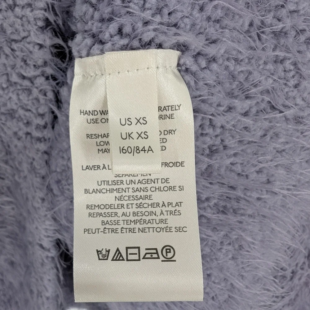 Free People Icing V-Neck Pullover Sweater Fuzzy Slouchy Purple XS
